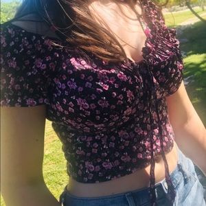 Wild Fable Floral Satin Crop Top